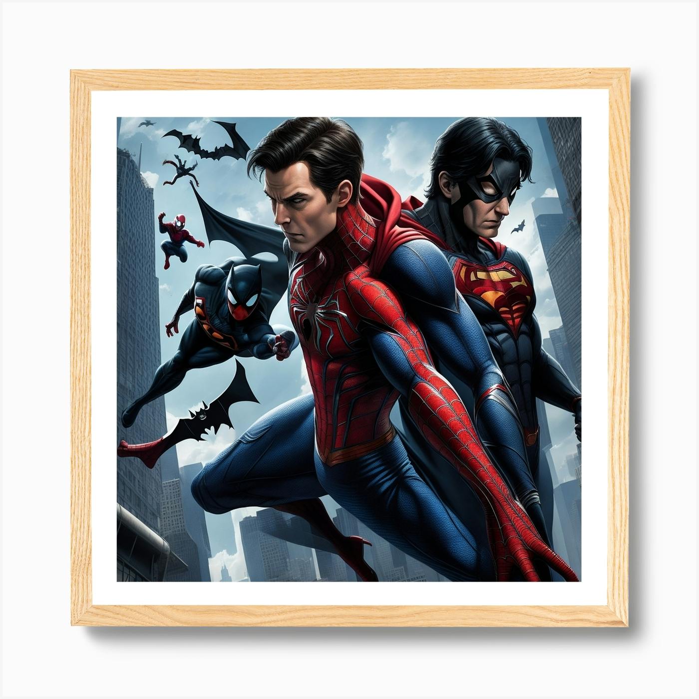 Set of 3 Superhero framed art prints! Spiderman, hot Superman, Batman. Awesome!