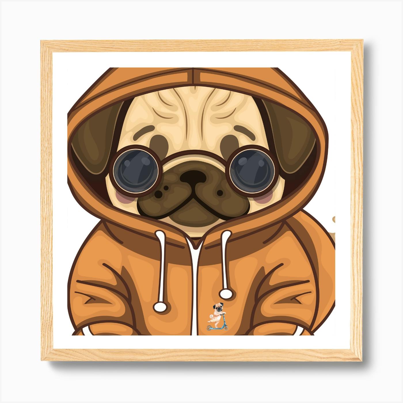 Pug Dog With Glasses Art Print by Nasri Fy