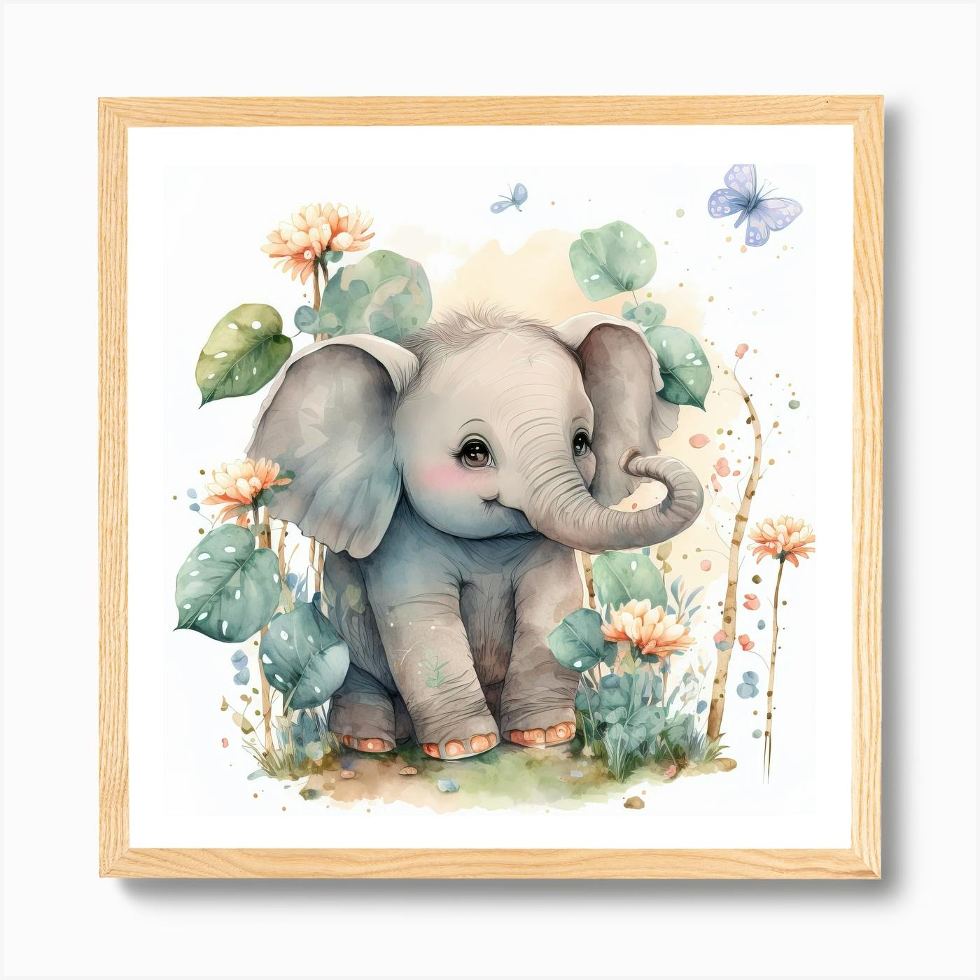 Baby elephant nursery sales art