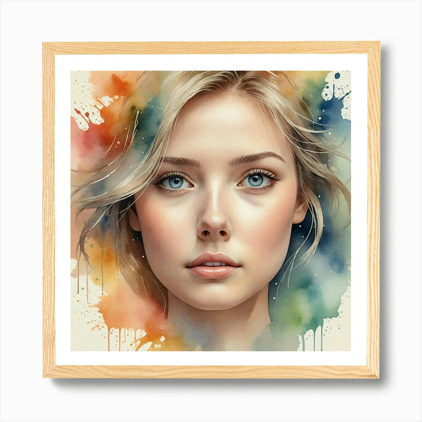 Kunst Art - Expressive Portrait Painting - Loose outlets Watercolor Style - Colorful Art - Art Gifts - 9x12 - Ready to Frame - Female Portrait