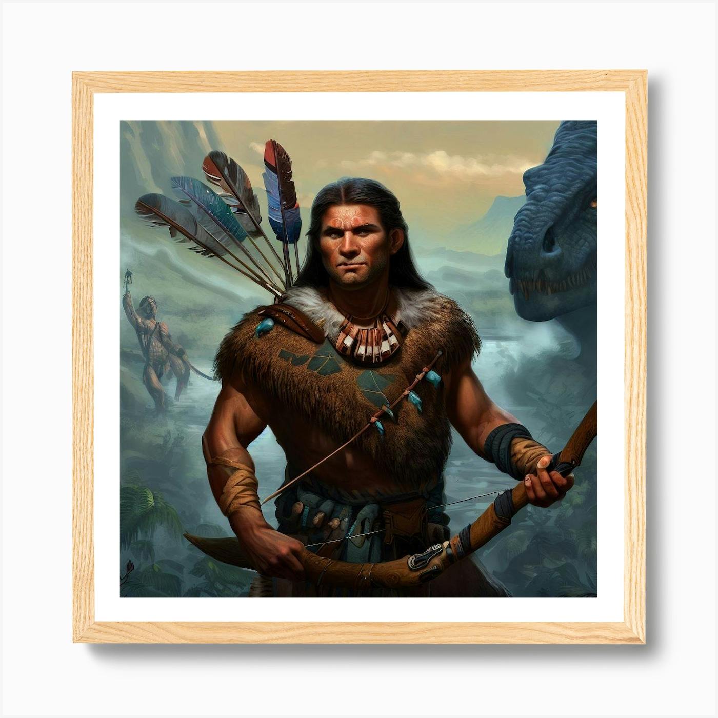 Native American Warrior. This is a 16x17 Framed Graphite Portrait of a Proud Native American. It is also outlets available as a Canvas Wrapped Print