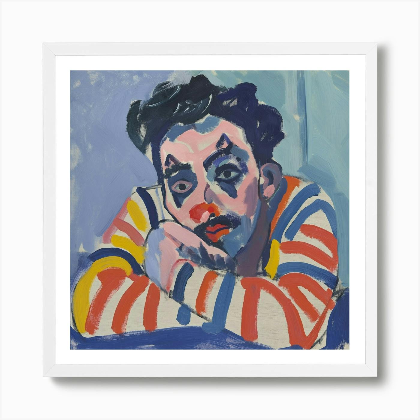 Mid-Century Modern sad Clown acrylic.. artist- F. 2024 Brighton