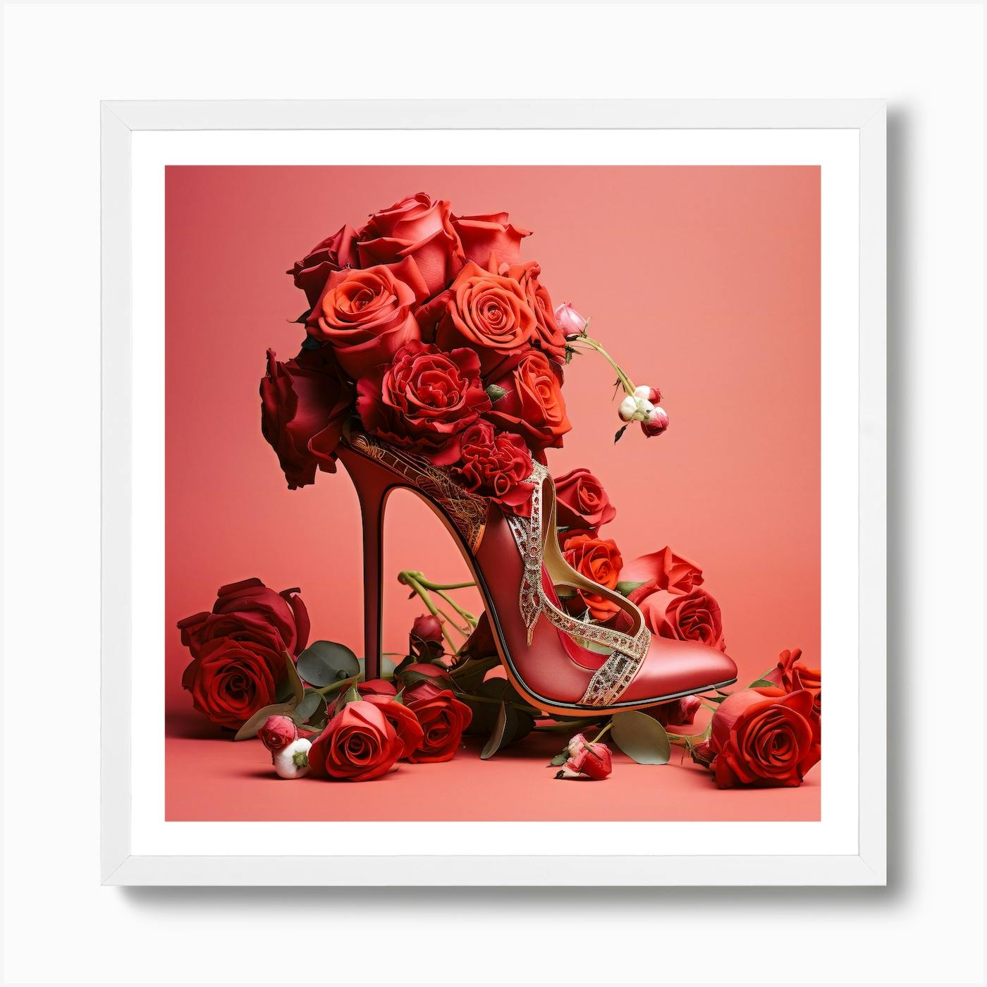 High heels with discount roses