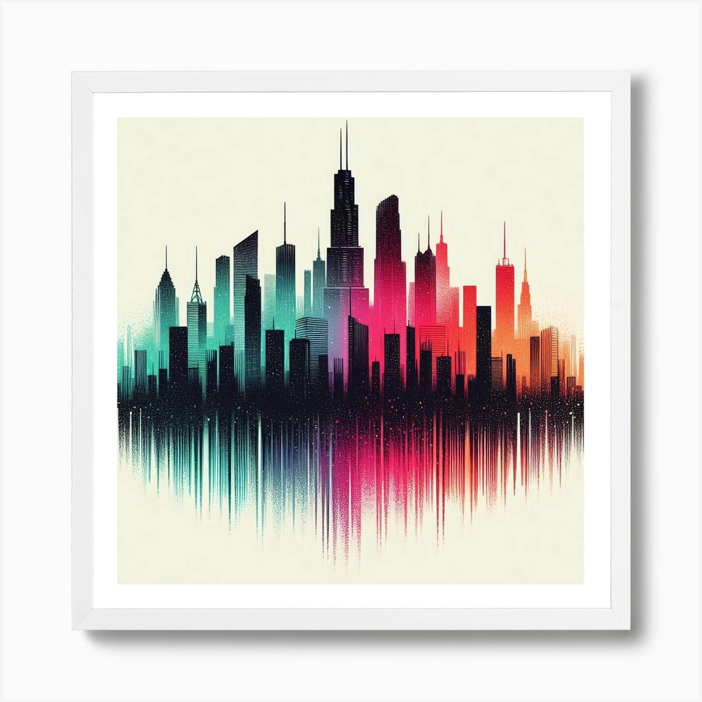 ARTCANVAS Chicago City 2024 Pop Art Painting Home Decor Square Canvas Art Print