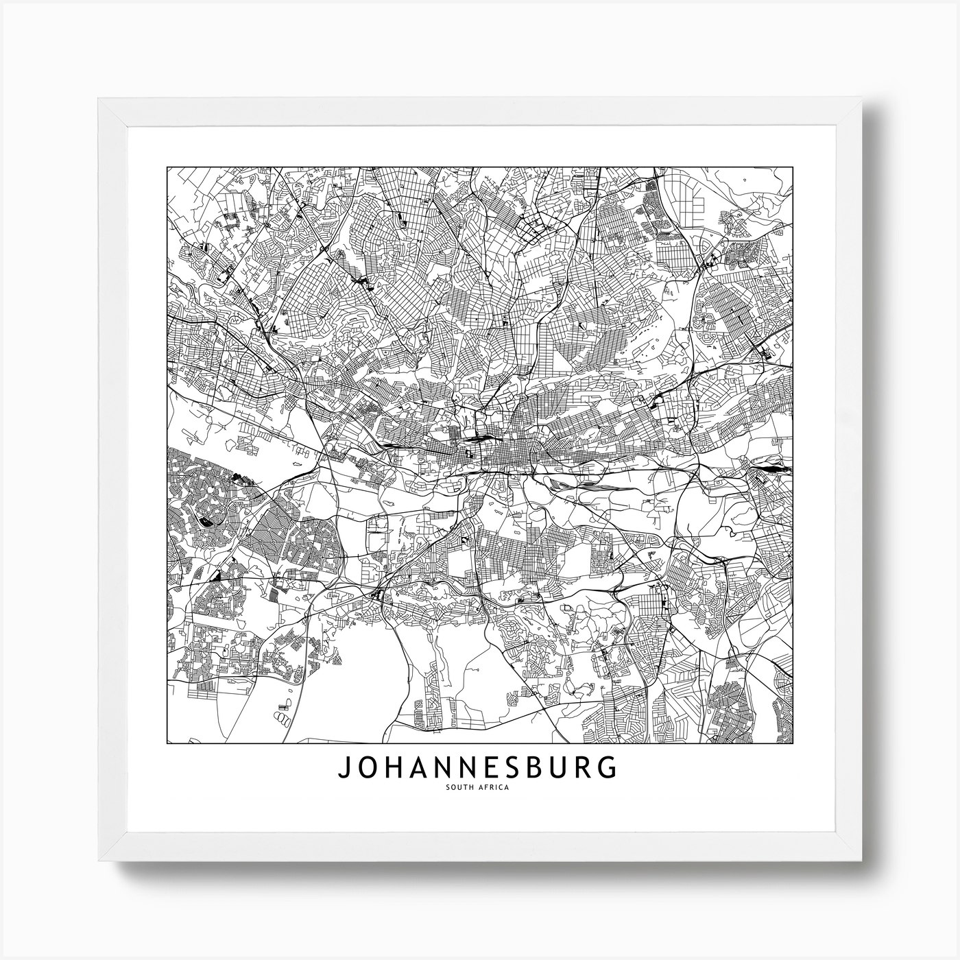 Johannesburg Map Art Print by multipliCITY Fy