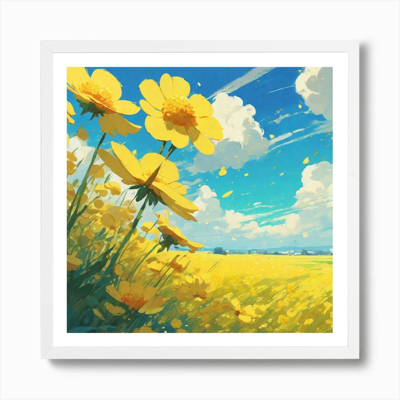 Yellow Flowers Abstract Original Painting fashion Acrylic Field 10x10 inch