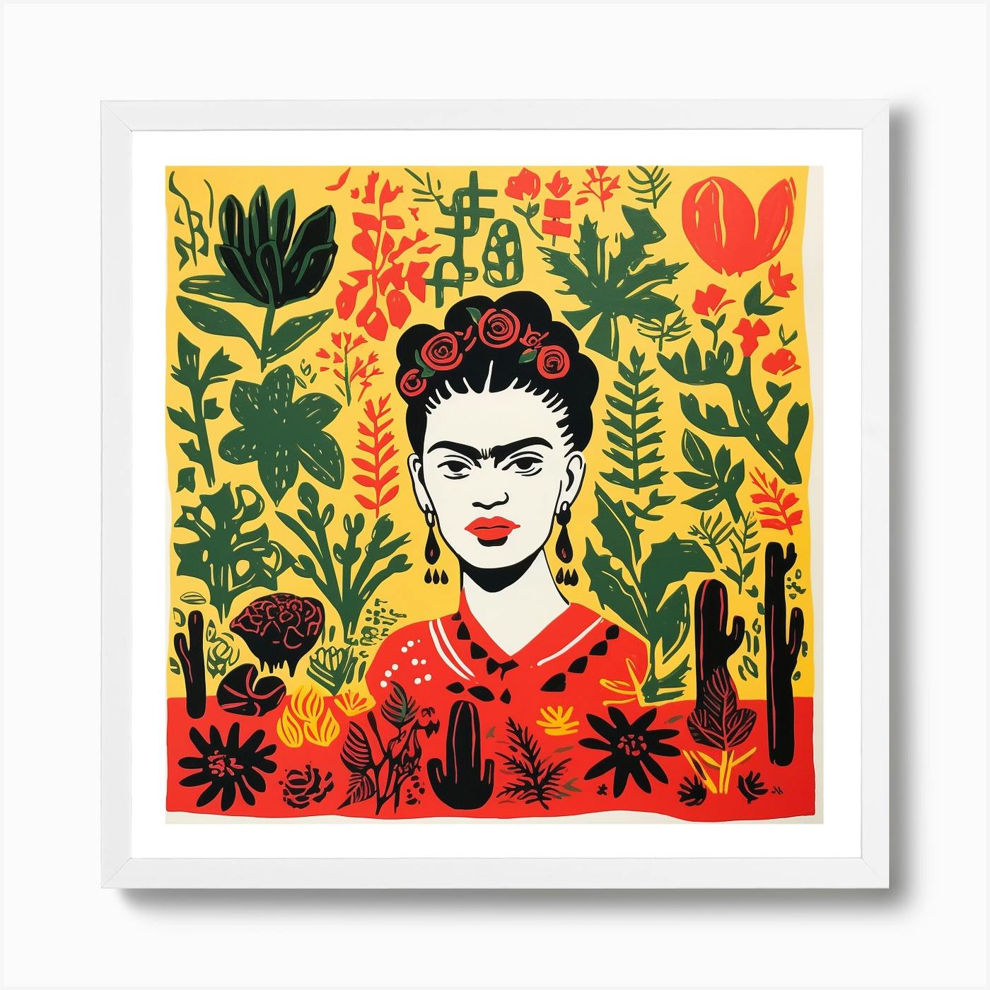 Glass Wall Art, store Wall Art, Mural Art, Floral Frida And Parrots Illustraion, Frida Kahlo Wall Decor, Abstract Flower Glass Wall,