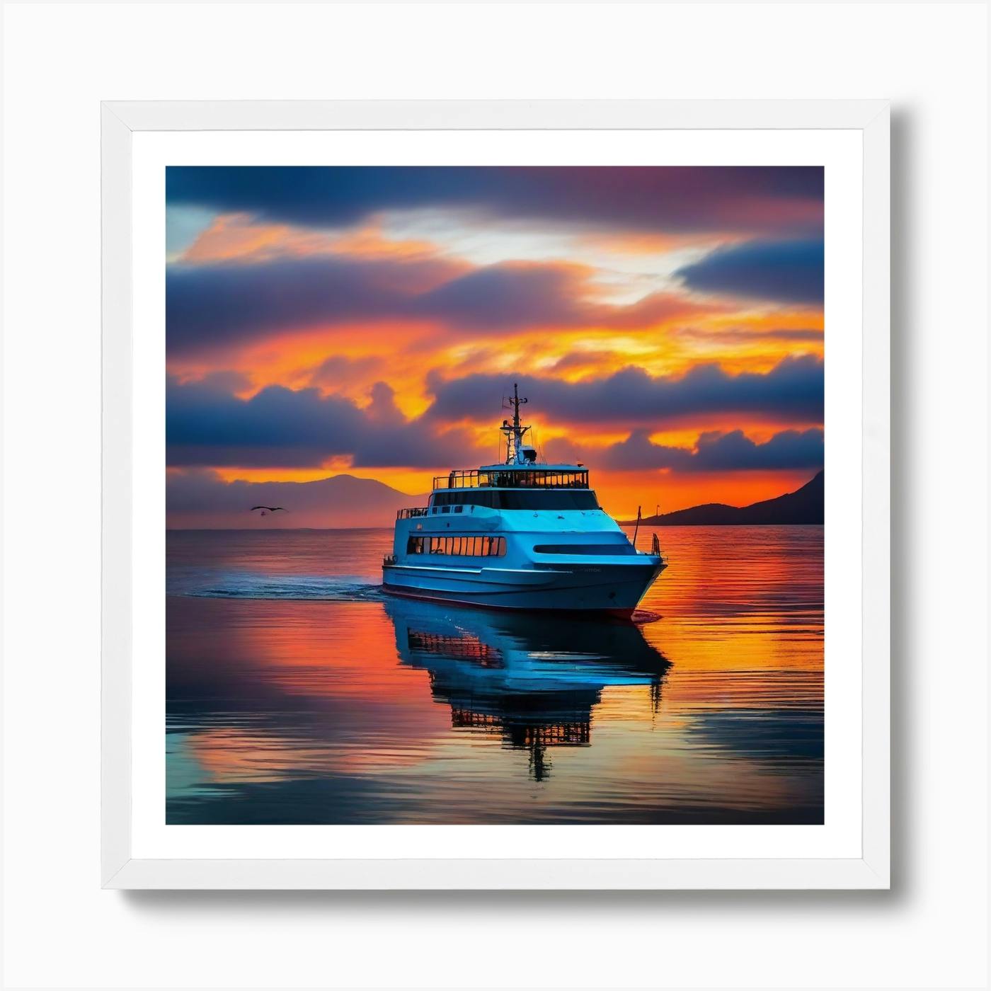 ARTCANVAS Yachts Sunset outlets Home Decor Square Canvas Art Print