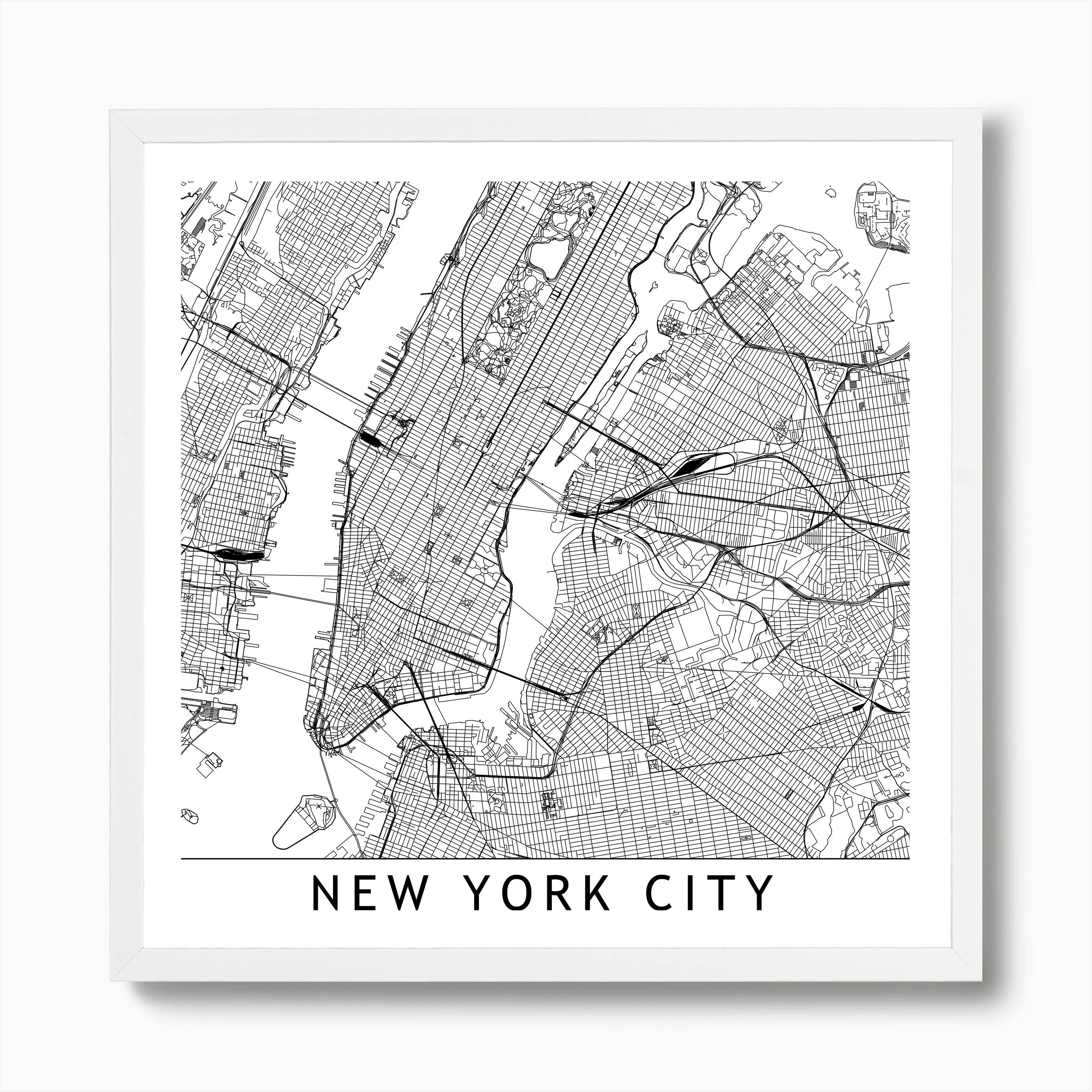 New York City Map Black And White