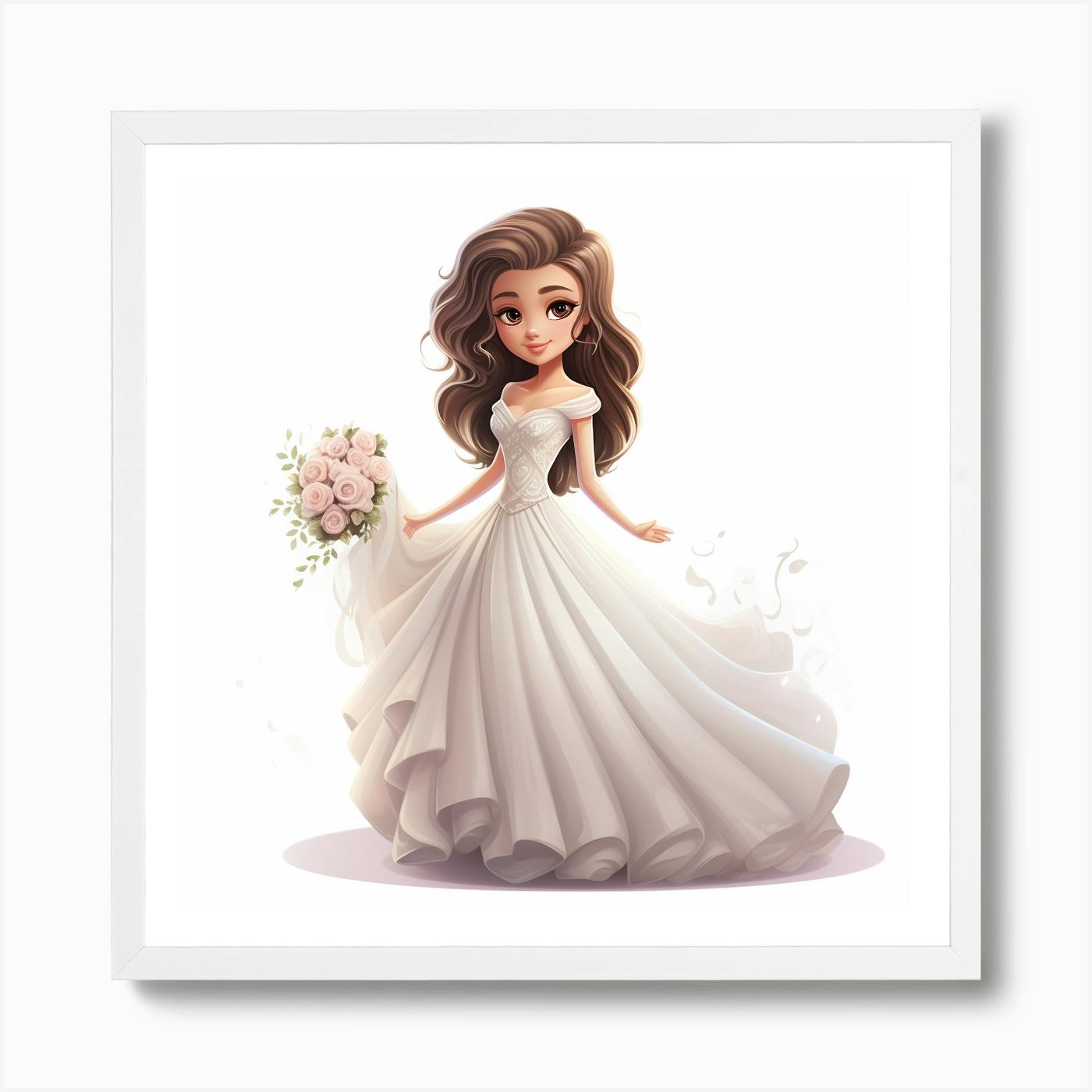 Cartoon Bride In Wedding Dress Art Print