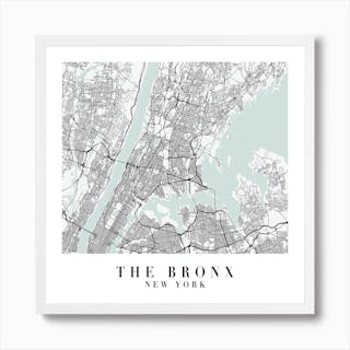 The Bronx New York Street Map Minimal Color Square Art Print by ...