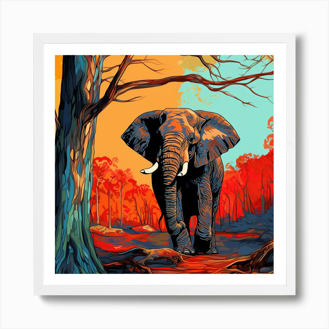 ART PRINT Happy Elephants on sale Orange Tree Art Print