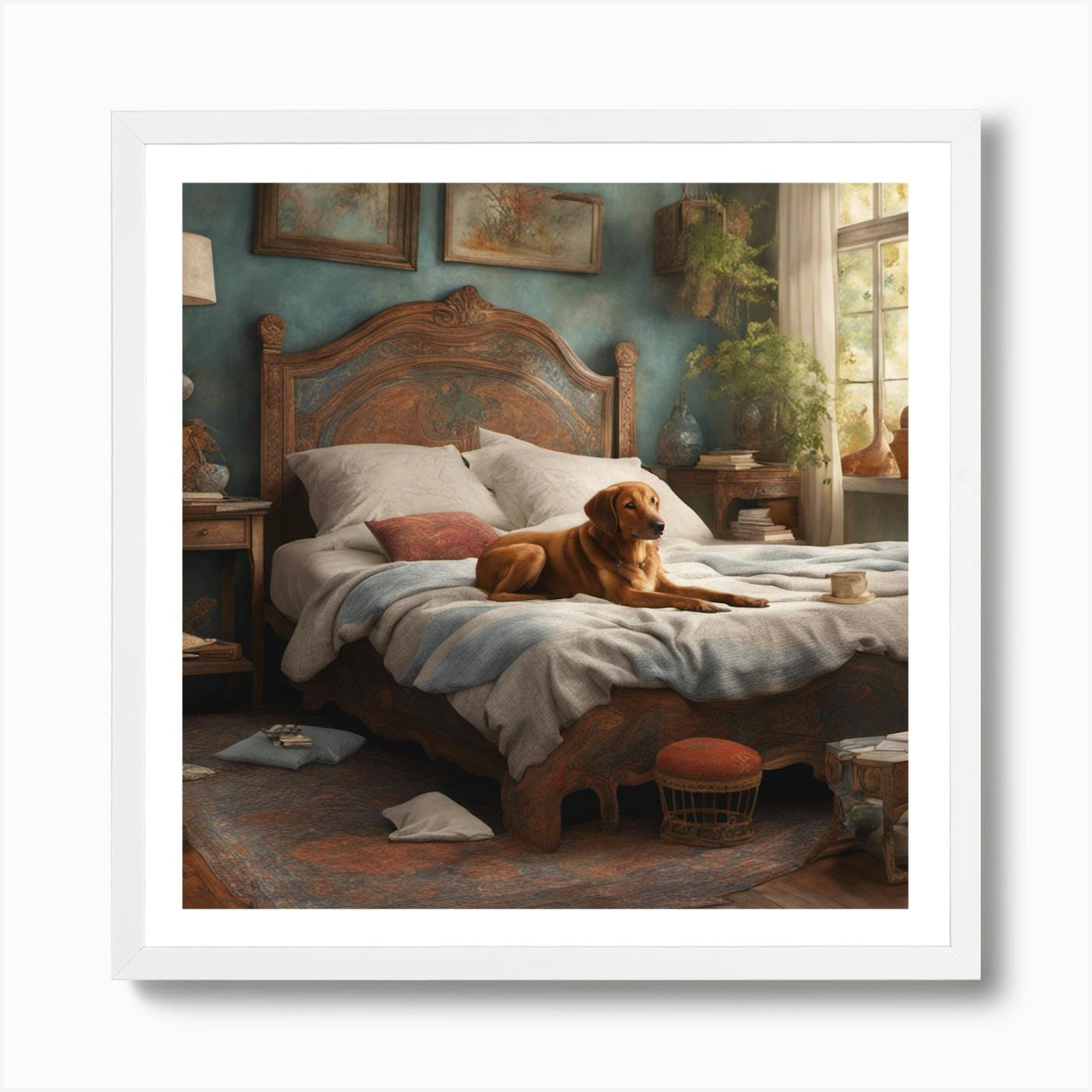 Dog on sale bed painting