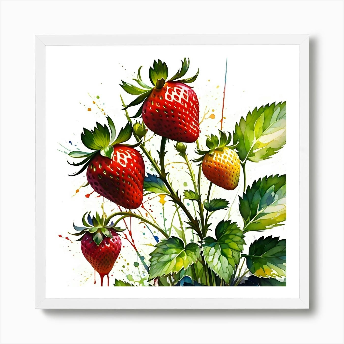 Original hot painting strawberry bouquet, wall art sunny day, taste of summer, painting strawberry, vivid modern painting, wall decor, gift idea