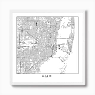 Miami Map Art Print by multipliCITY - Fy