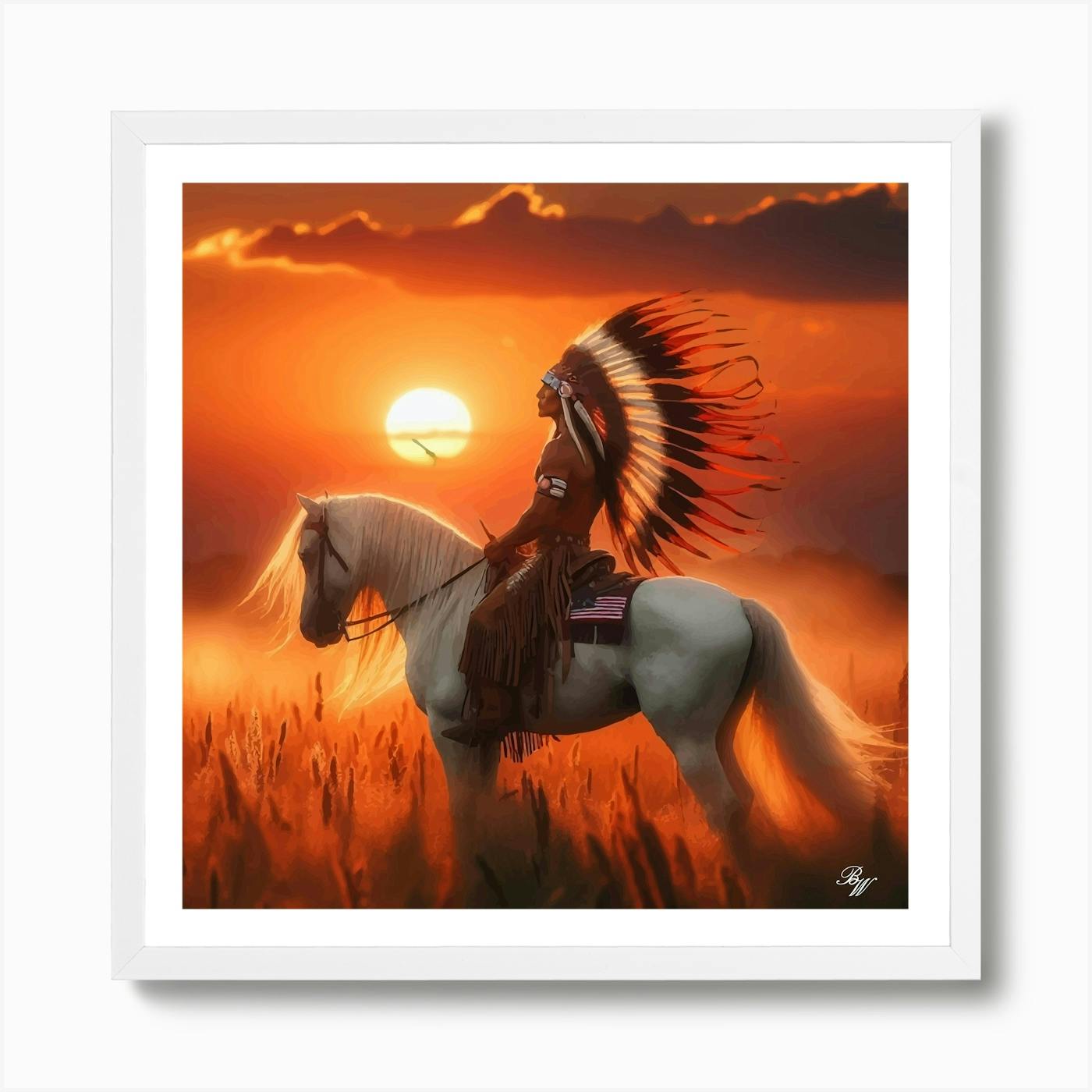 Evening Rider-Native American Western Art newest Print 14x11 Giclee on Paper