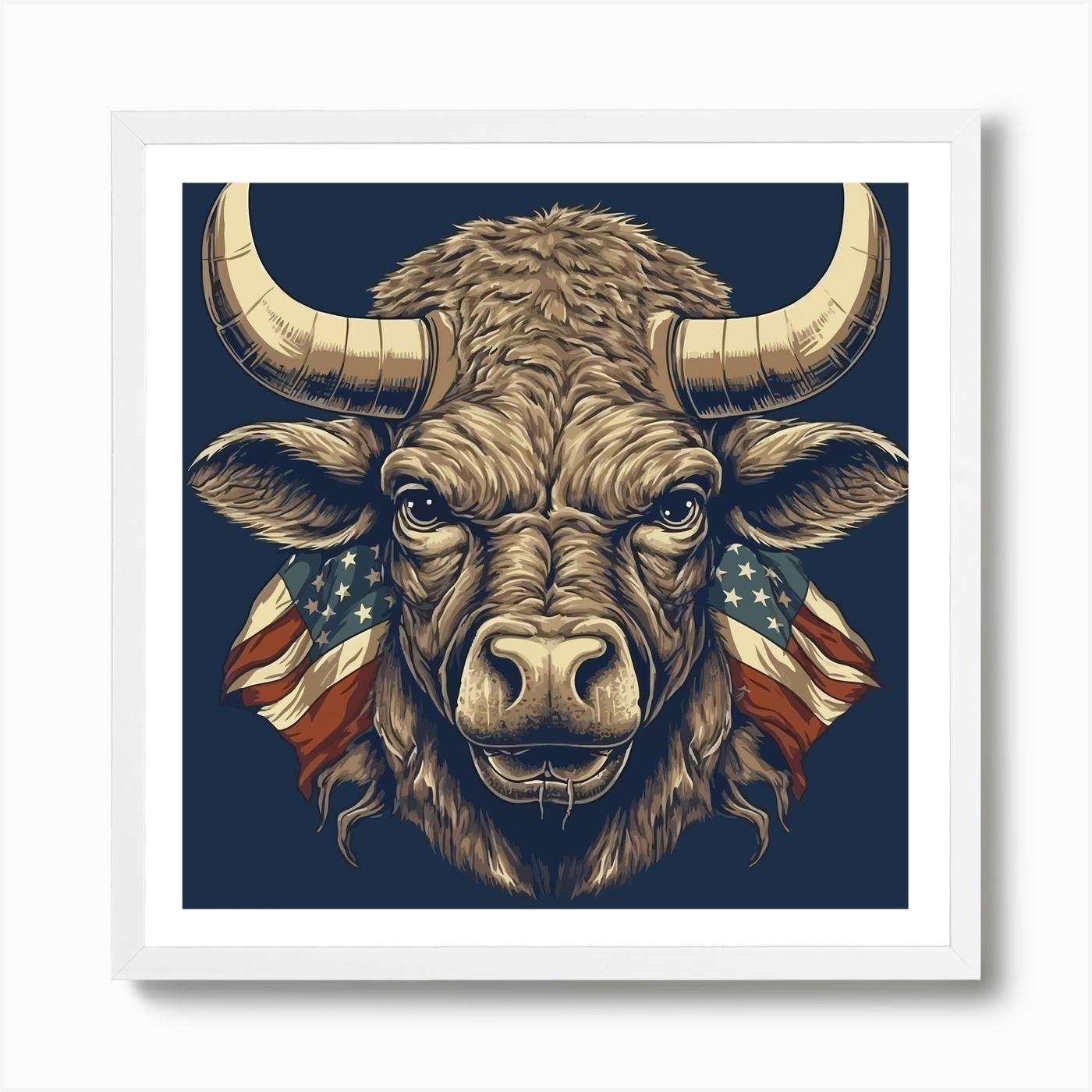 Buffalo Head American Flag Art Print