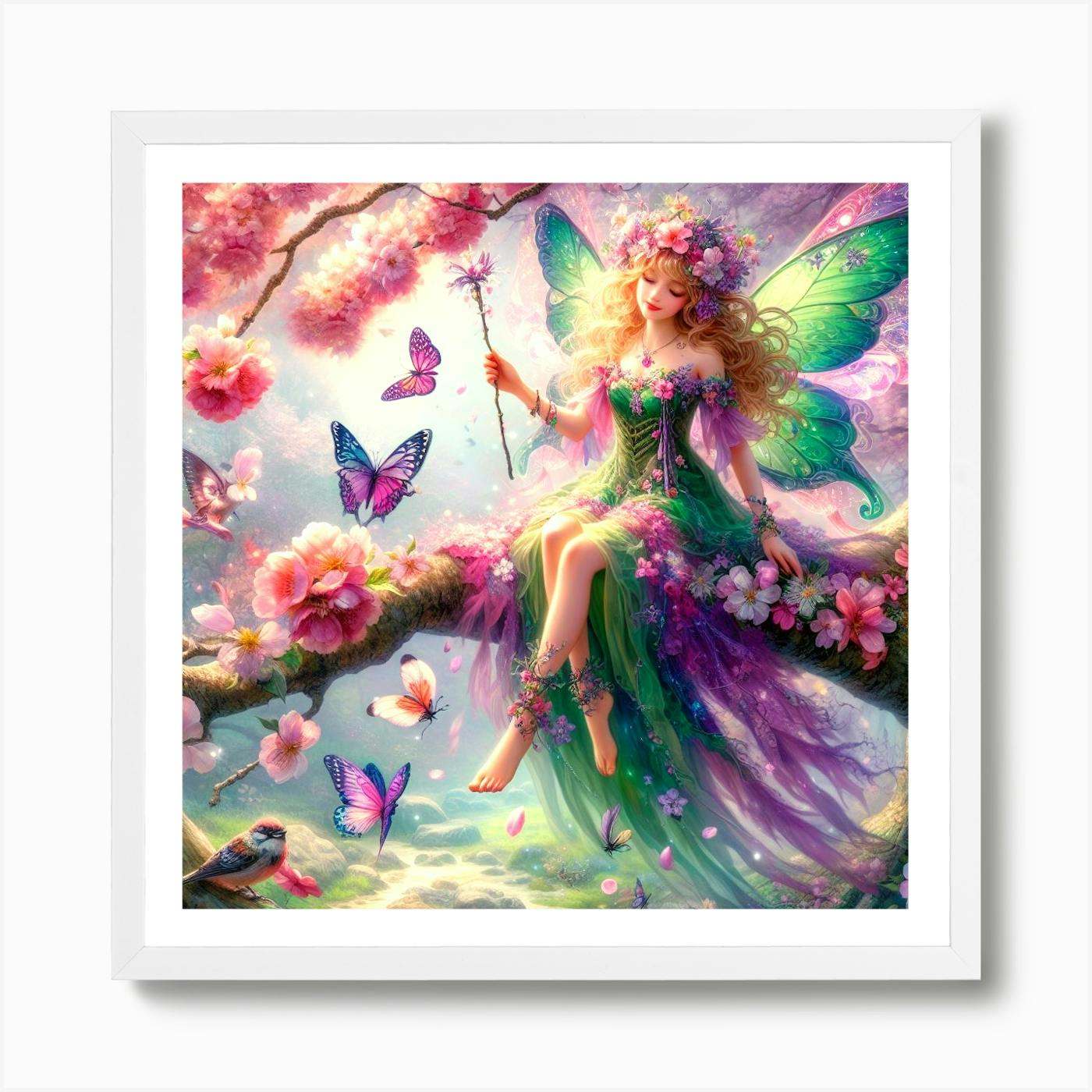 Butterfly Fairy/ 9x9/matted/fairy art/angel art/ little girl/art/mixed media/ digital art/ hotsell fairyOriginal Limited Edition Art Digital Print