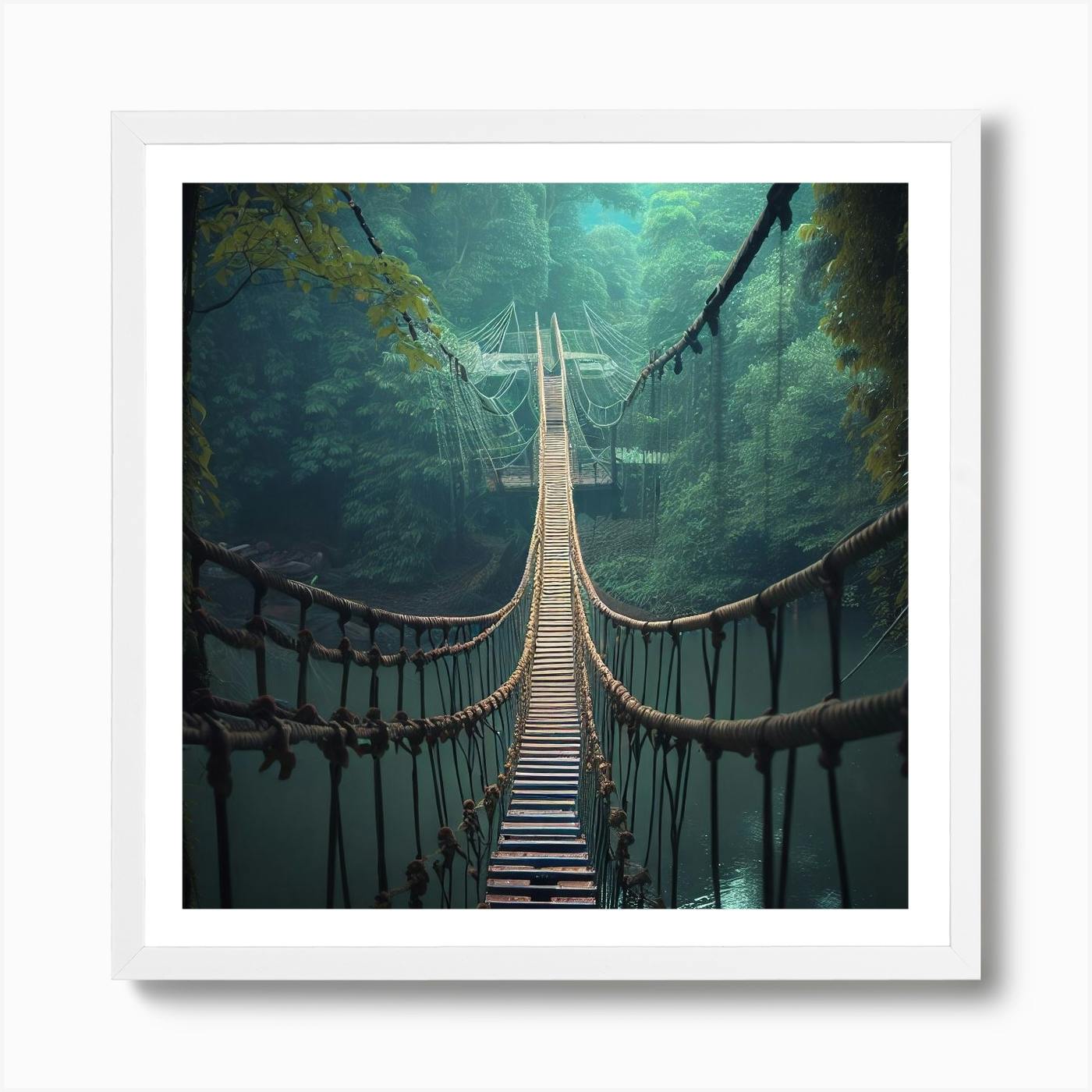 Suspension Bridge In The Jungle Art Print