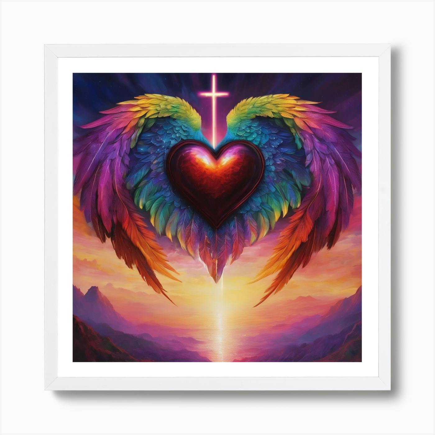 Angel Wings With Heart Art Print