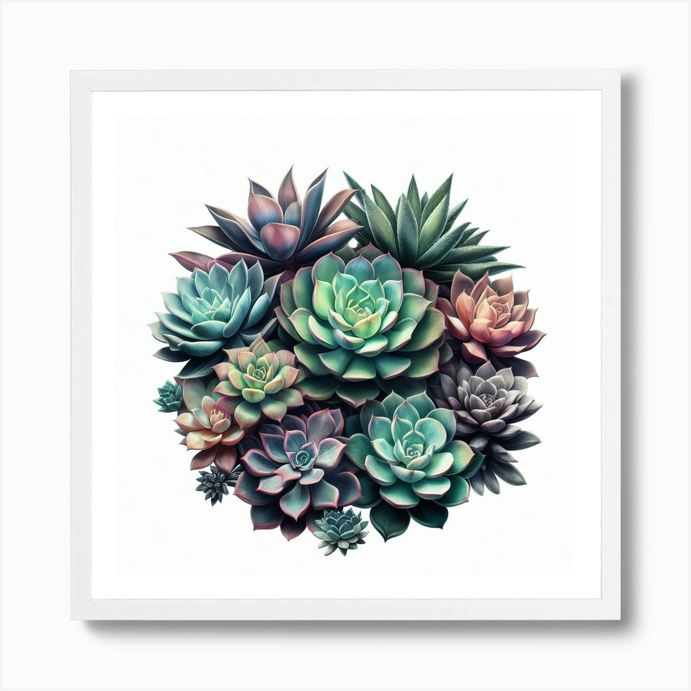 Buy Nicely Framed Watercolor Print Of Succulents