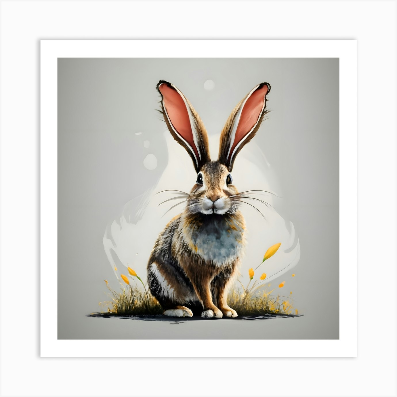 Realistic rabbit painting on canvas, Detailed bunny artwork in acrylic