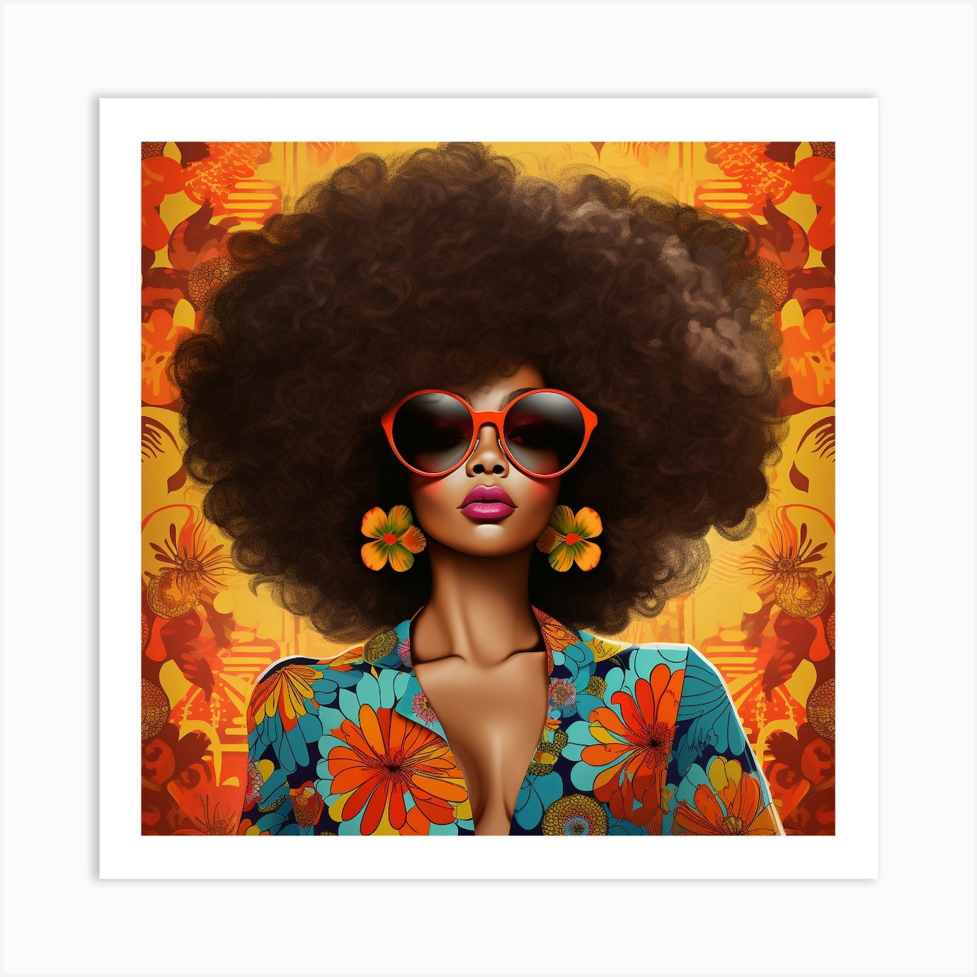 The 70s Inspired Fashion Stylish AfroArt 4 Art Print by ArtBirdie - Fy