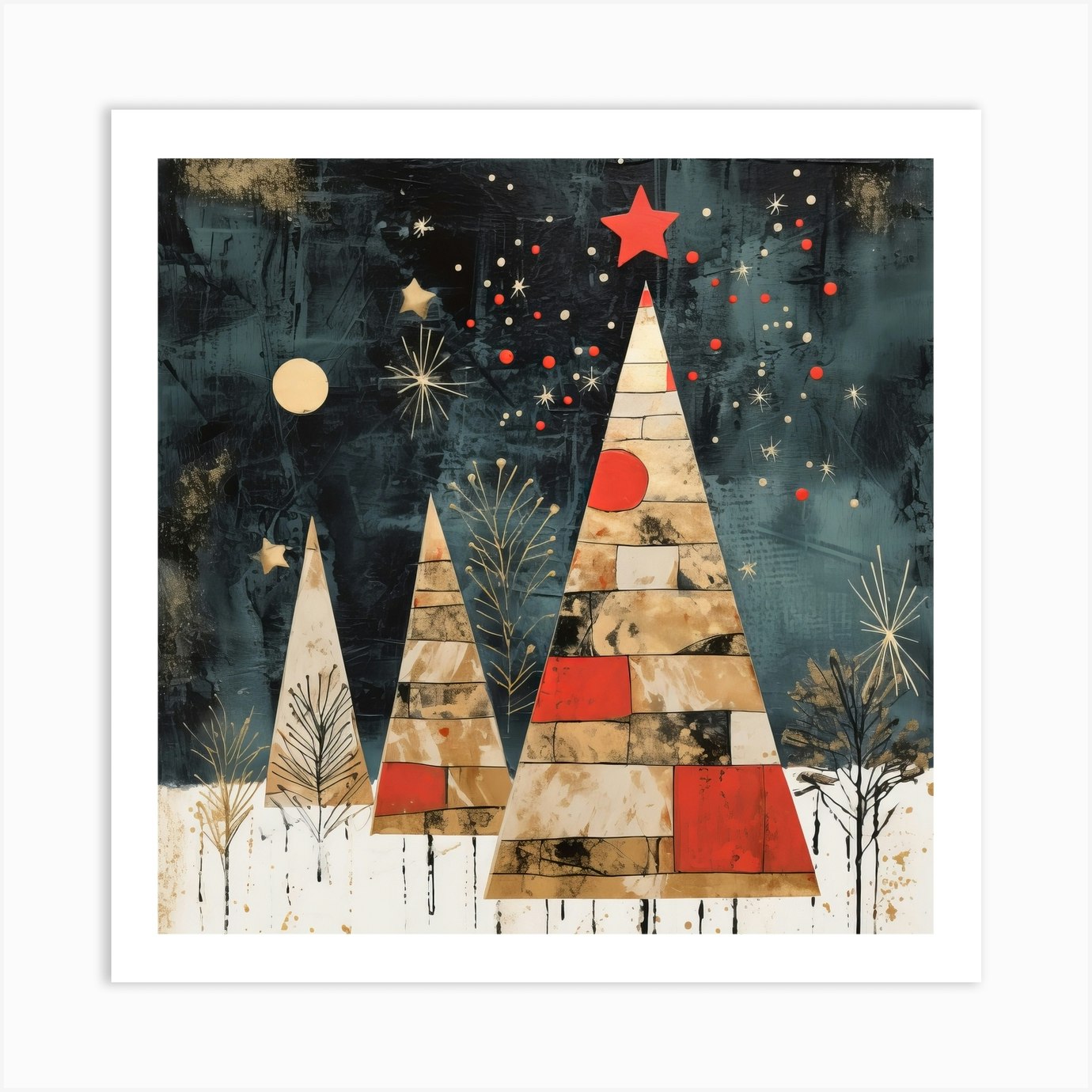 Christmas Trees 1 Art Print by LAZAR STUDIO - Fy