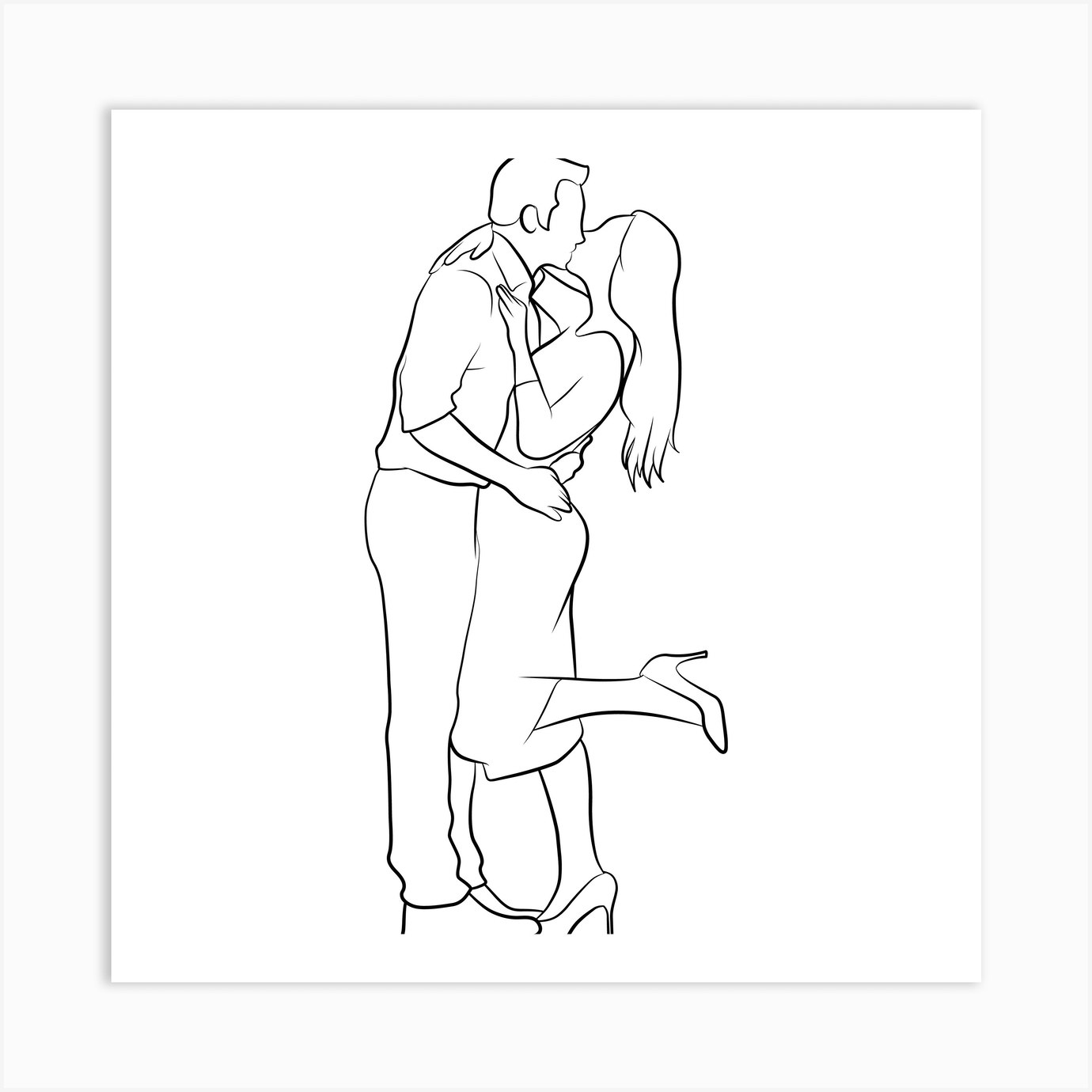 Couple Kissing Art Print by Wall Art wizz Fy
