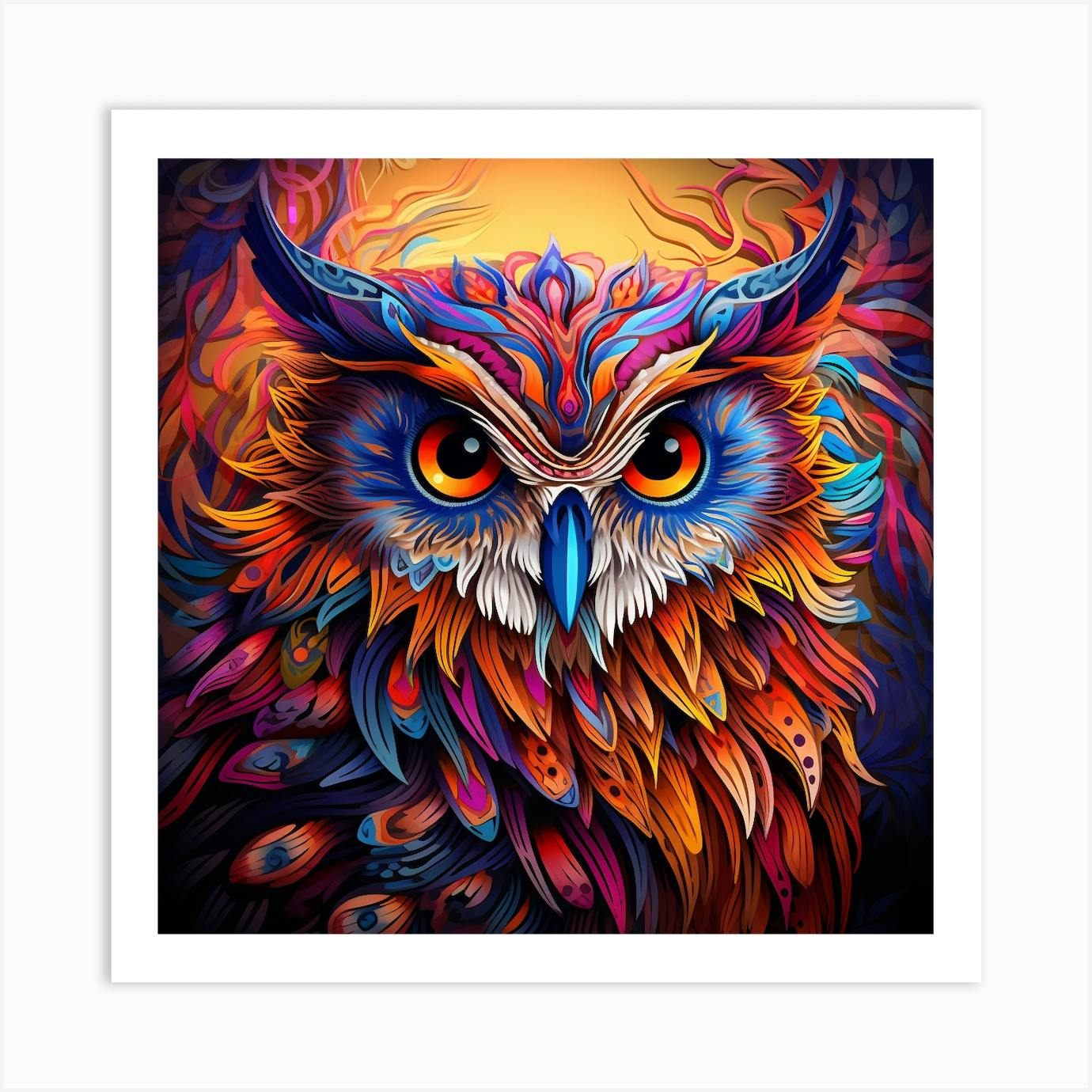 Colorful Owl Painting Art Print