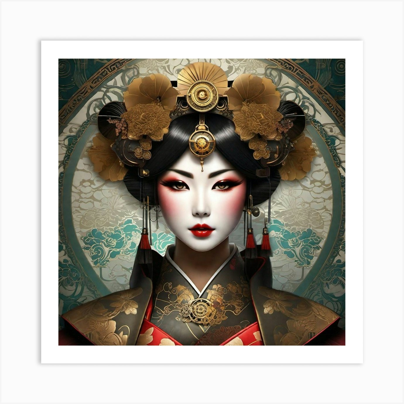 Asian Geisha Art Print by Noctarius - Fy