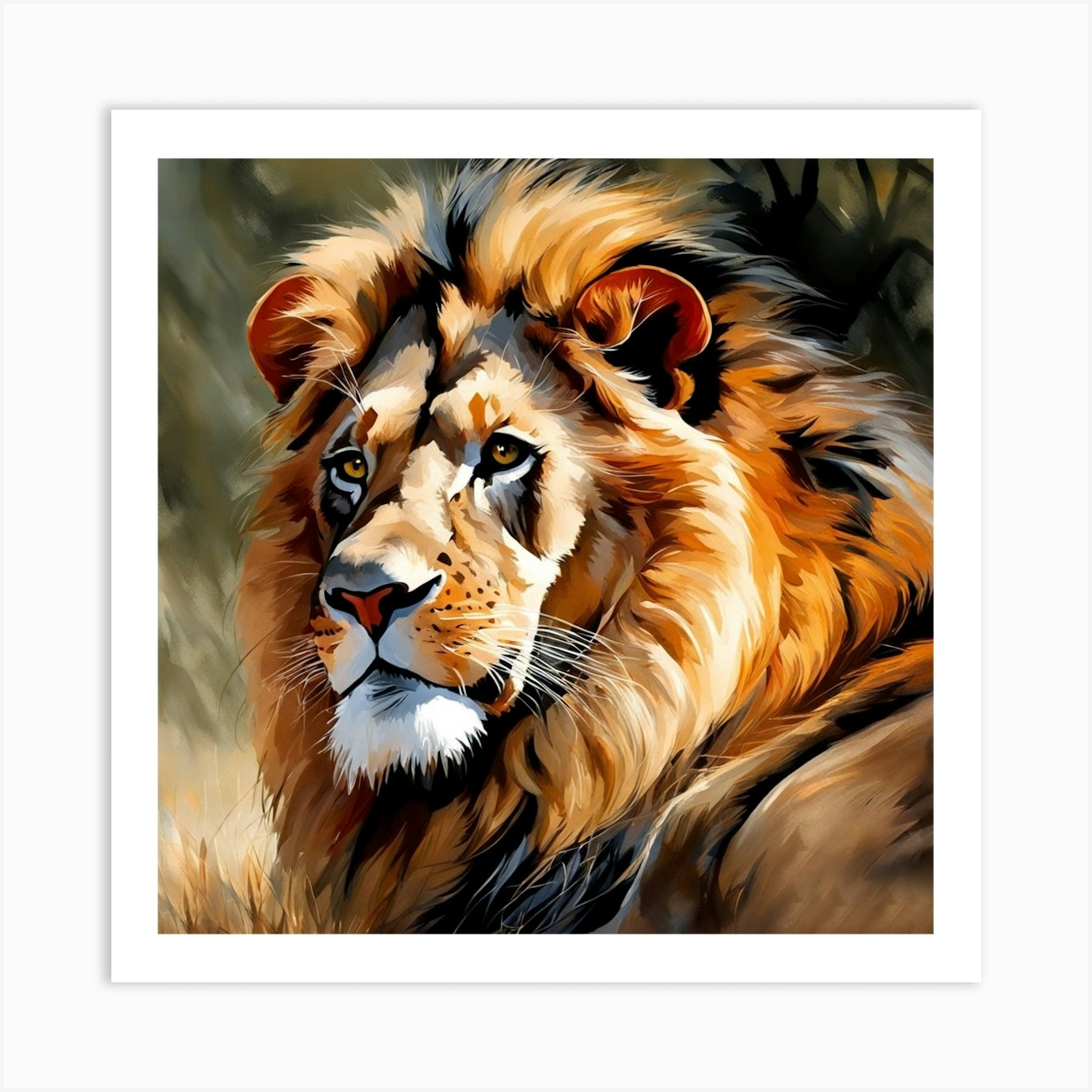 Lion Portrait Painting 2 Art Print By 1xmerch Fy