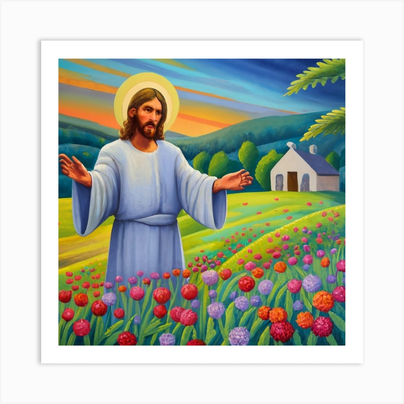 Jesus In The Field Art Print by God Gallery - Fy