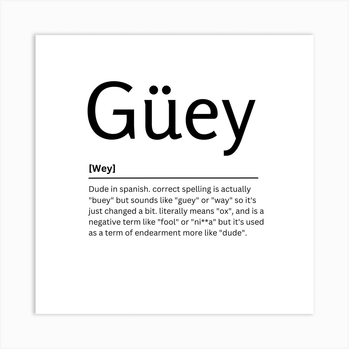 Guey Dictionary Definition Funny Quote Art Print By Kaigozen Fy