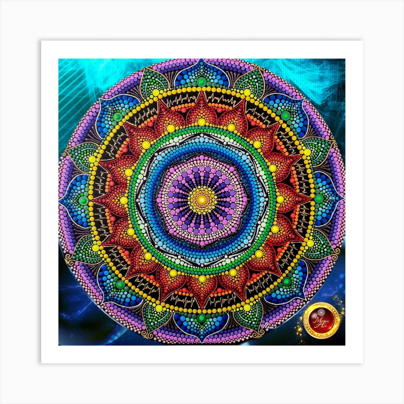 Mandala -Meditation and buy harmony -ink effect- print on archival paper -Custom possible