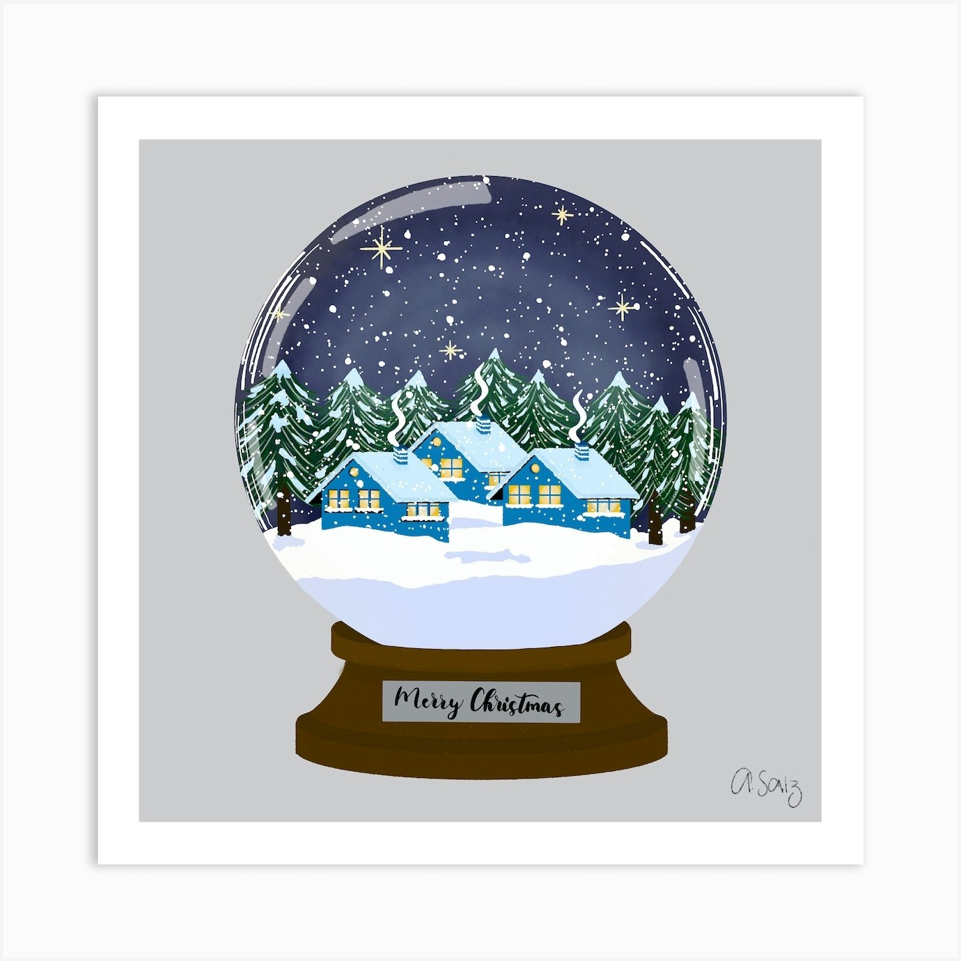 Christmas Glass Globe Art Print by Ale Saiz Studio - Fy