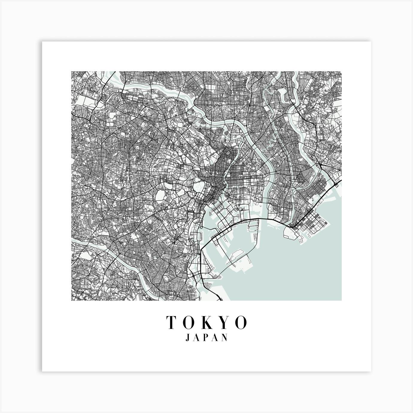 Digital Prints Prints Art & Collectibles Minimalist map print of Tokyo ...