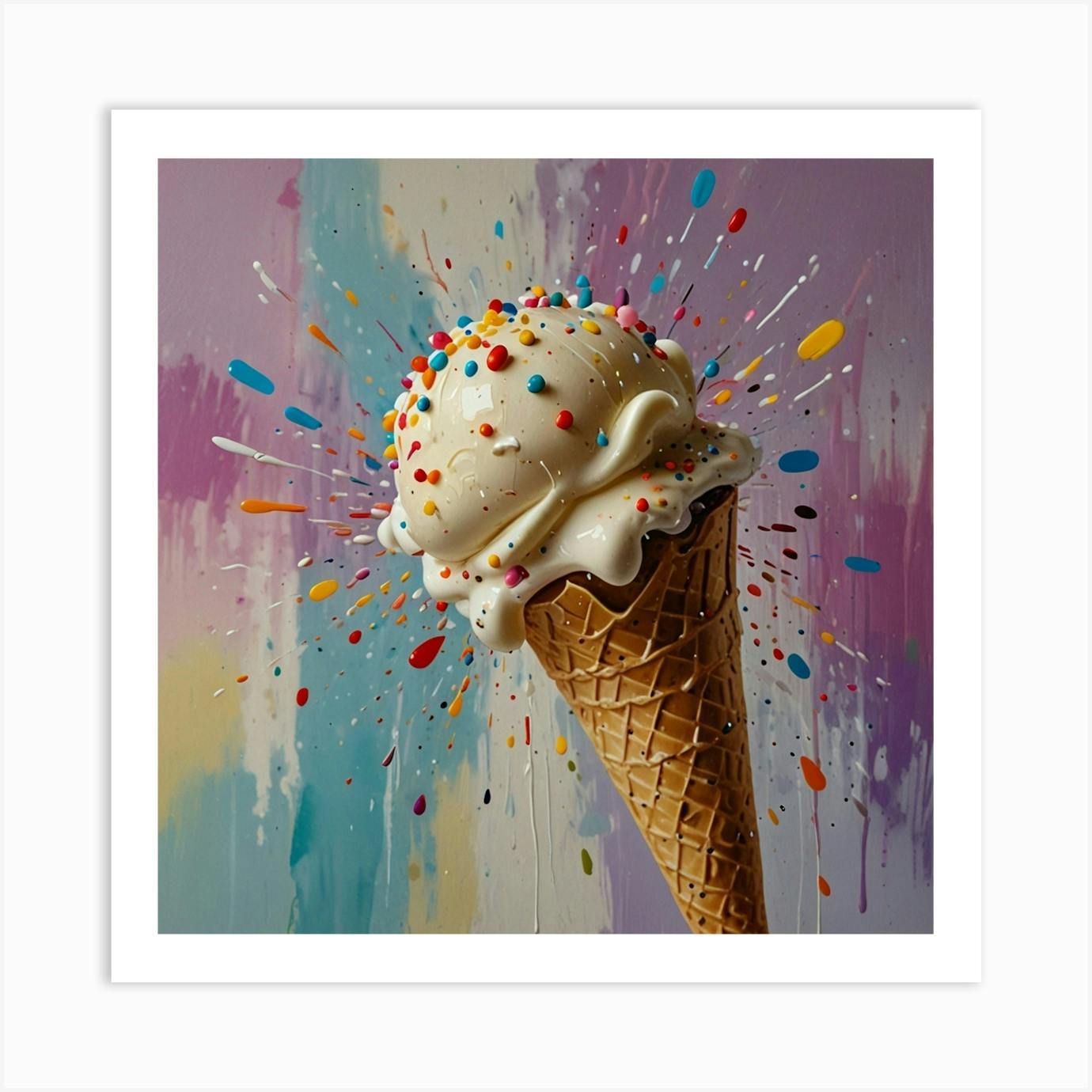 Money ice cream cone oil painting 8