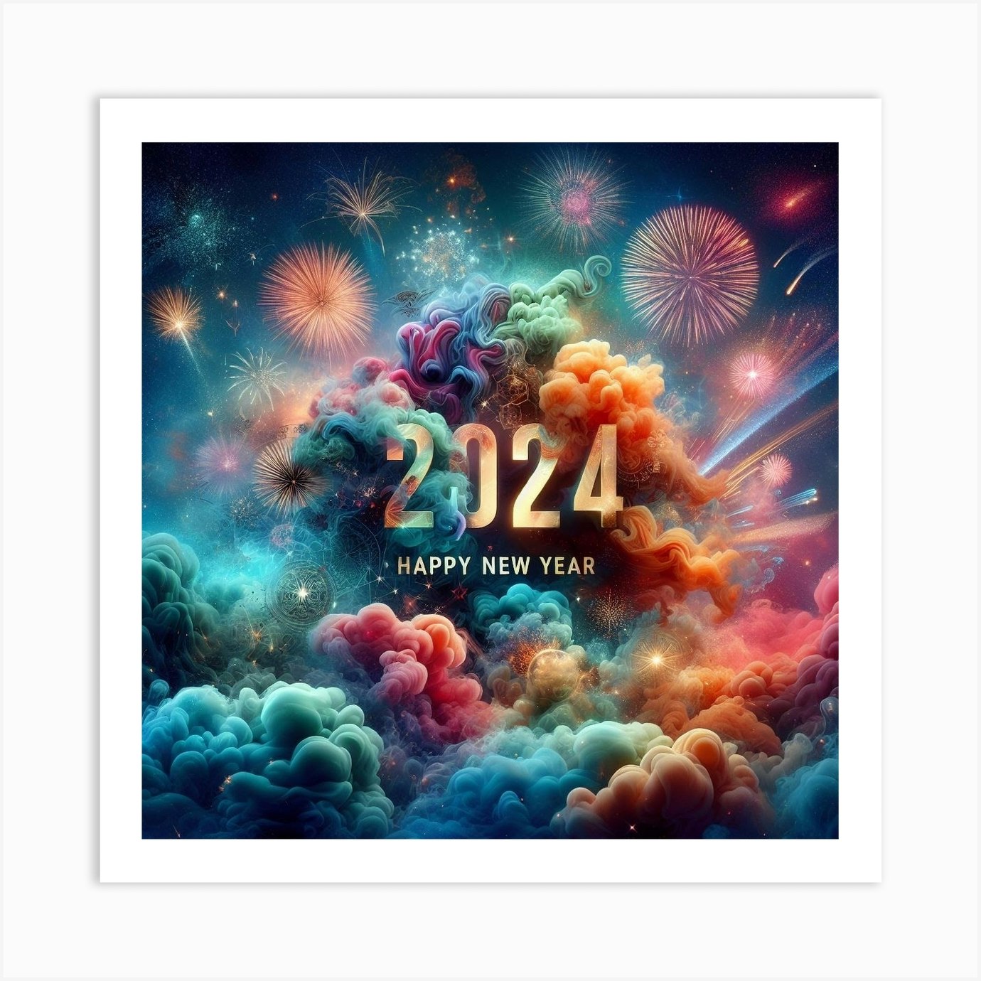 Happy New Year 2024 Art Print by Digital art Al creations Fy