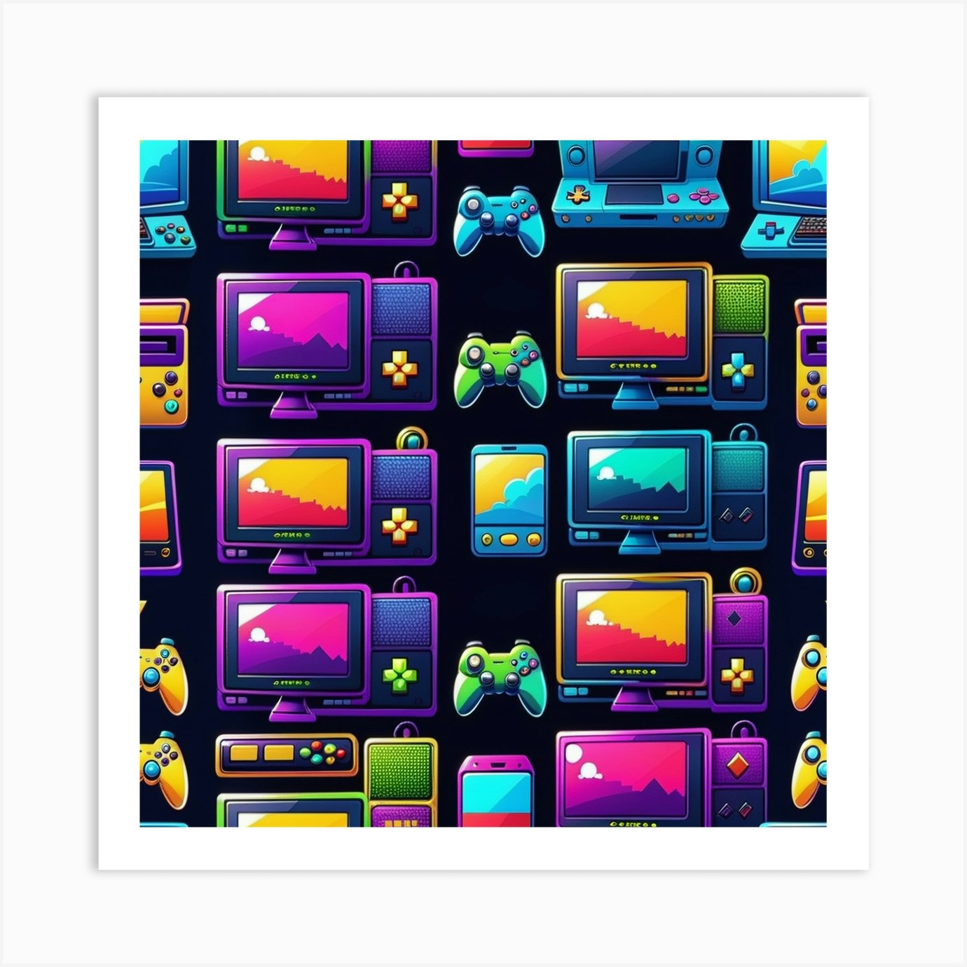 Retro Video Game Seamless Pattern Art Print by GypsyJessi - Fy