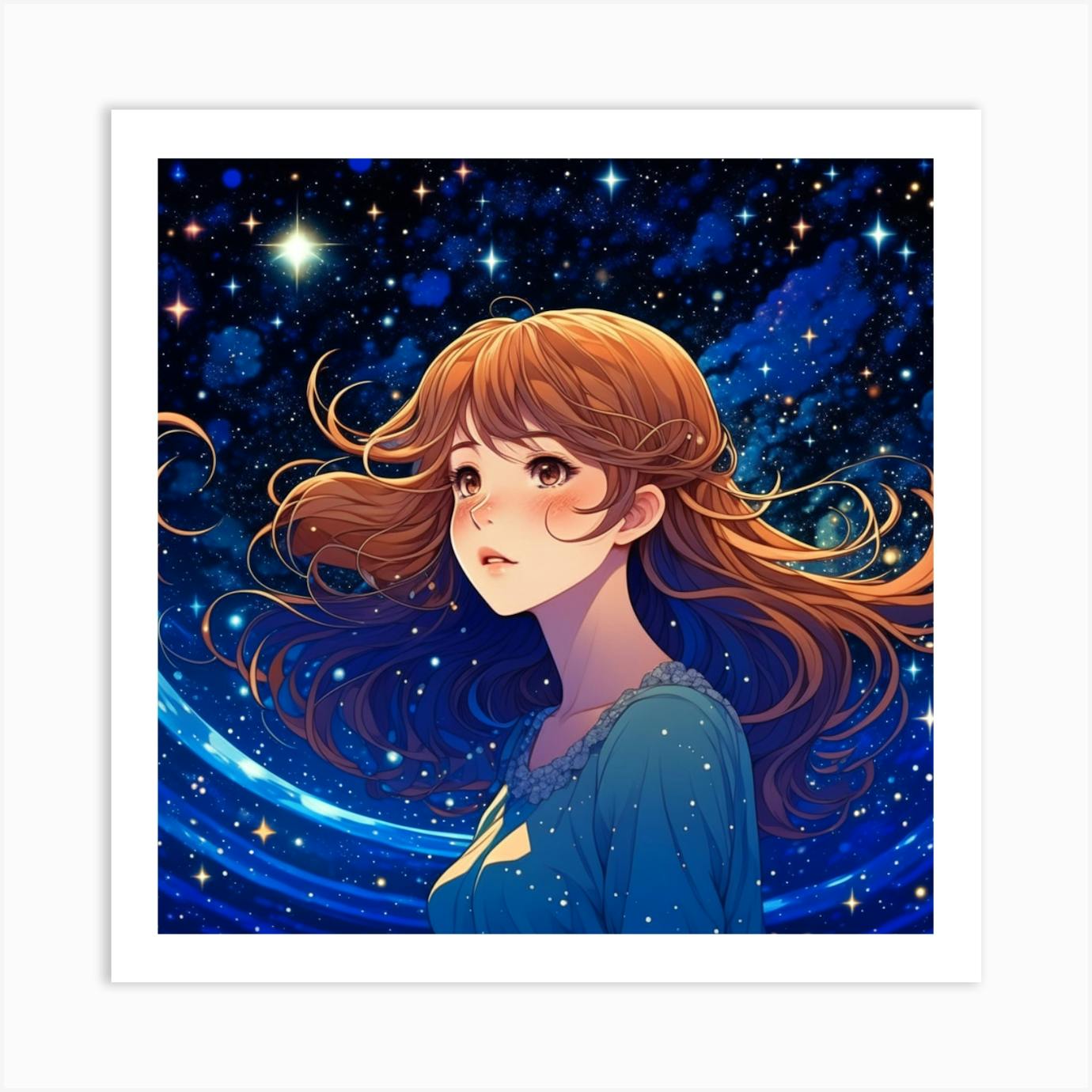 Anime Girl In Space 2 Art Print By Designedbyjosh - Fy