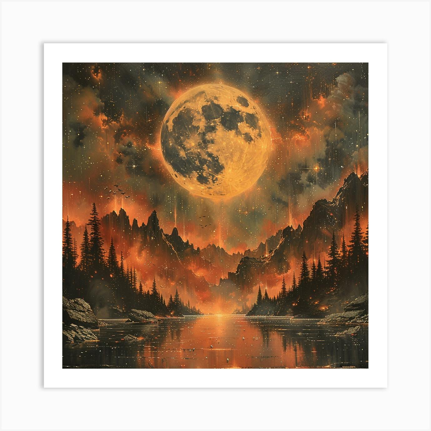 Wall Decor, Moon Art Print, Full Moon, Moon Wall Art Printed With Gold  Copper Silver Ink, Space Art Print, Boho Home Gift - Etsy