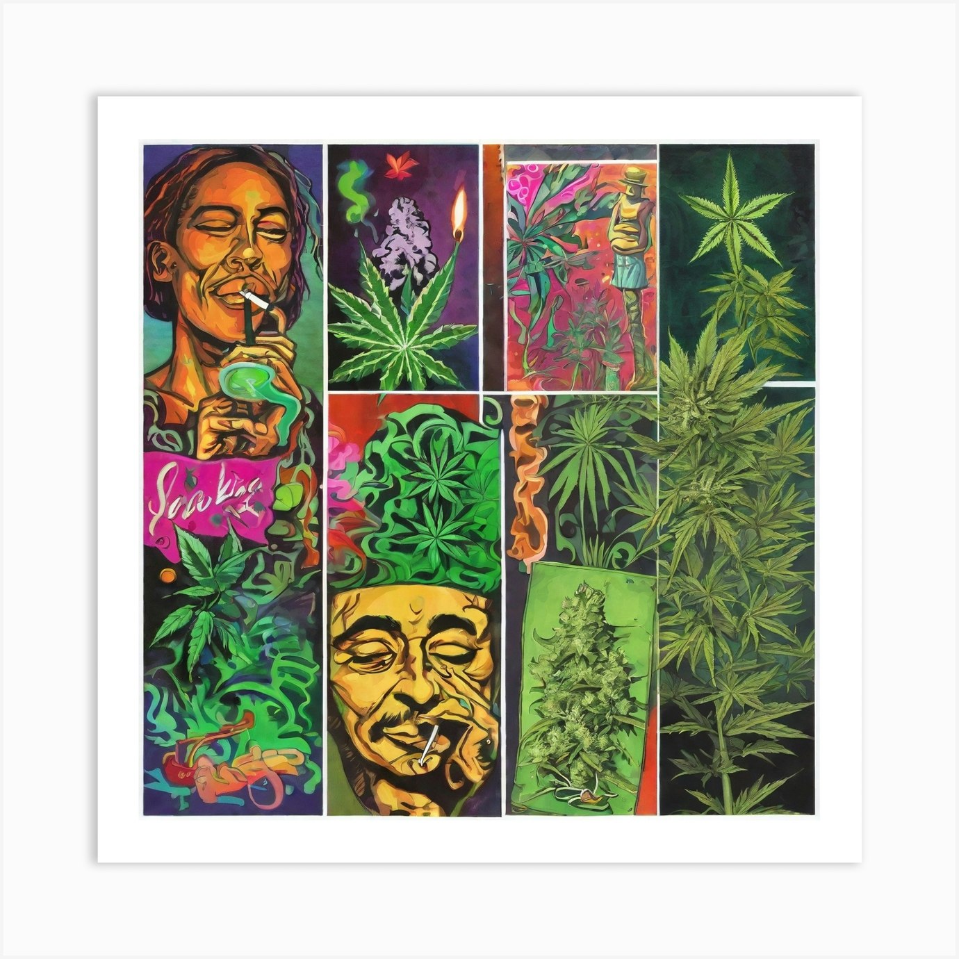 Marijuana Collage Art Print by ADK ART'S - Fy