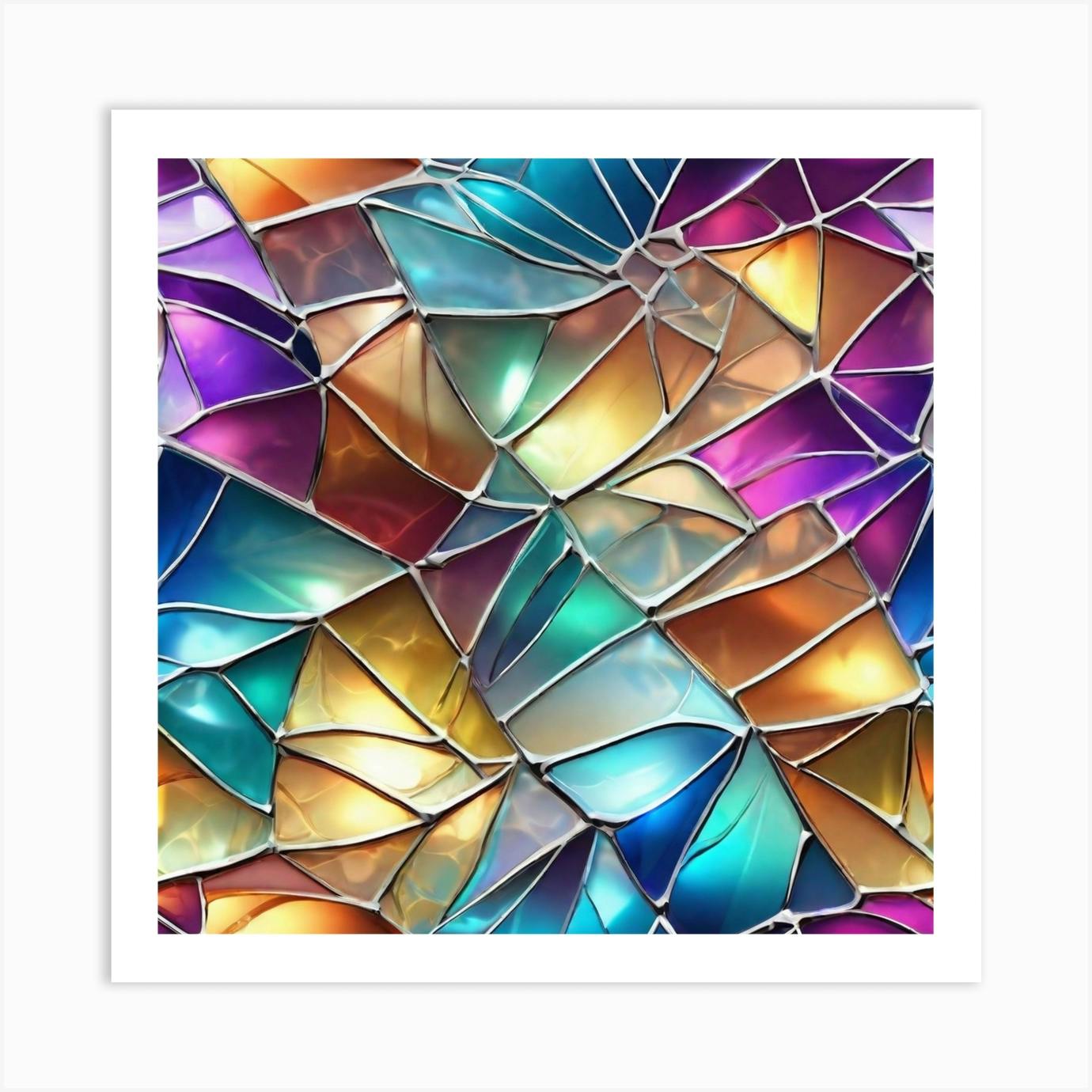 Colored Mosaic Glass on Canvas Color Glass Image Wall Art Сolored Mosaic Glass Print Art Color Image Poster Abstraction hot Framed Picture Art