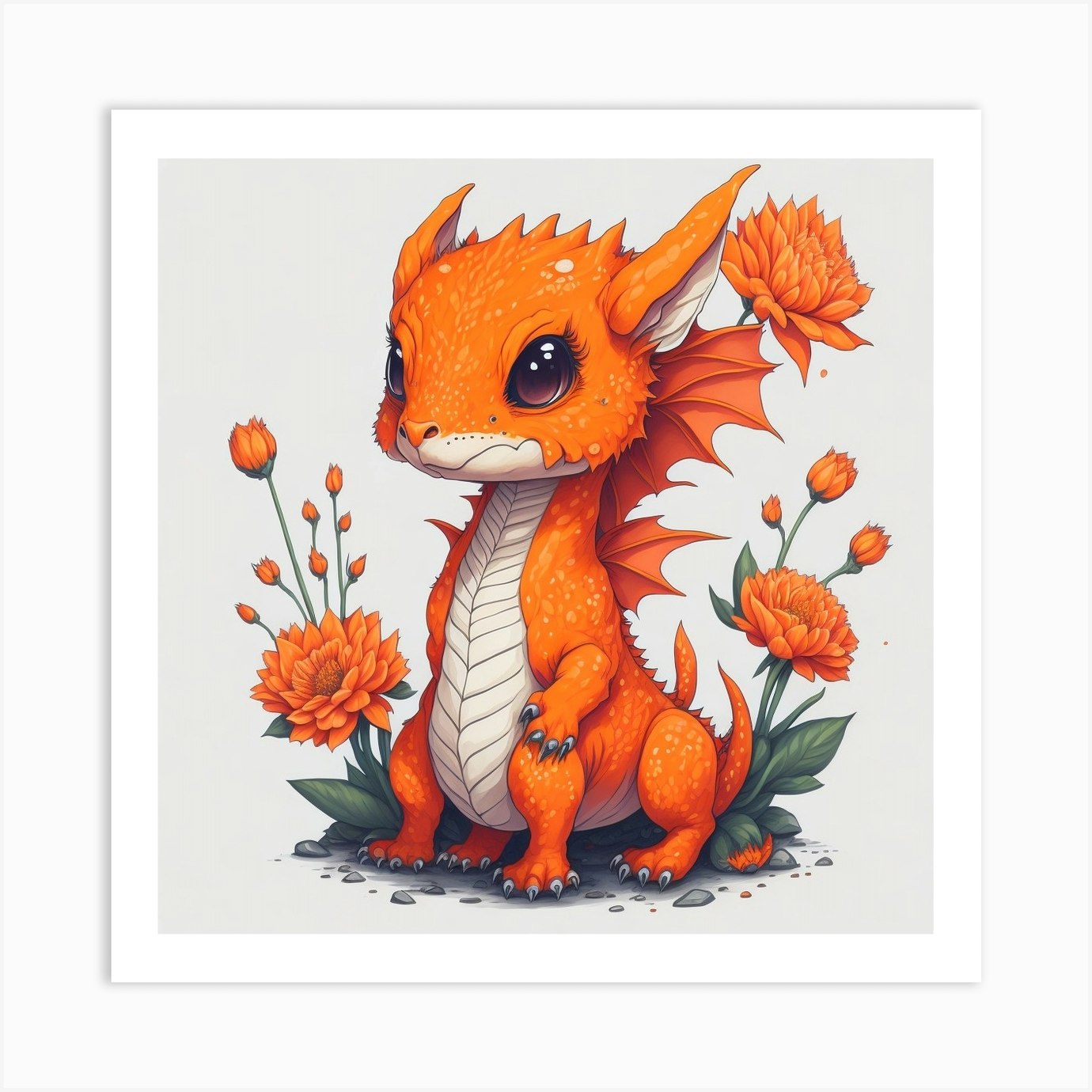 Cute Orange Dragon (7) Art Print by 1xMerch - Fy