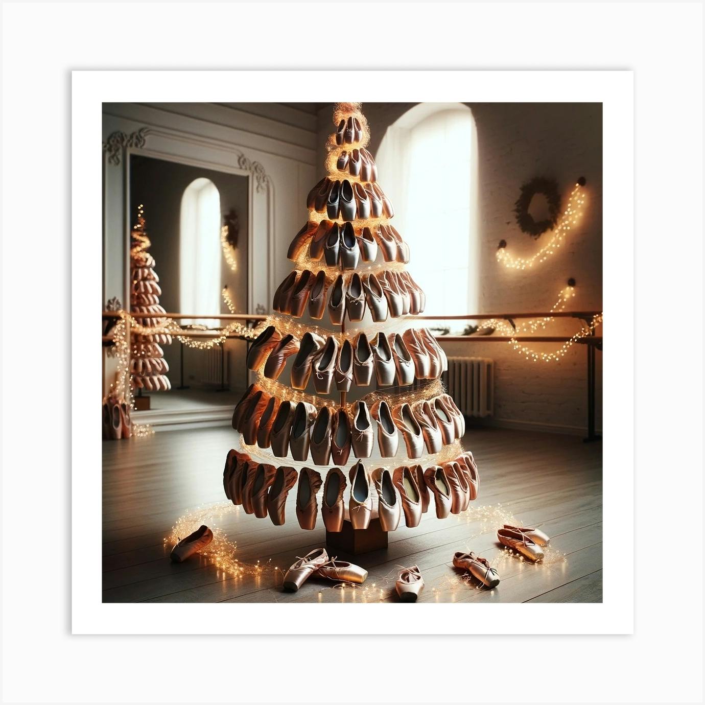 Ballet Shoes Christmas Tree Art Print by Imbaesia Fy