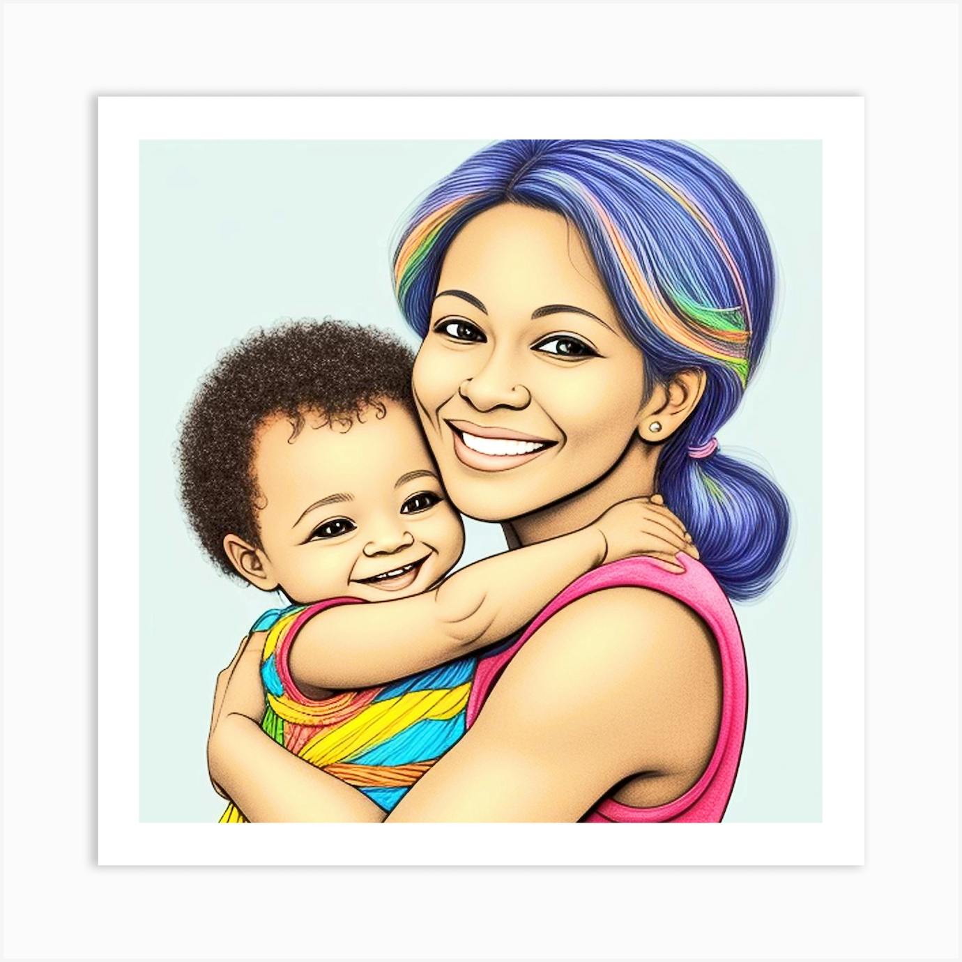 African American Mother And Child Art Print By MdsArts - Fy