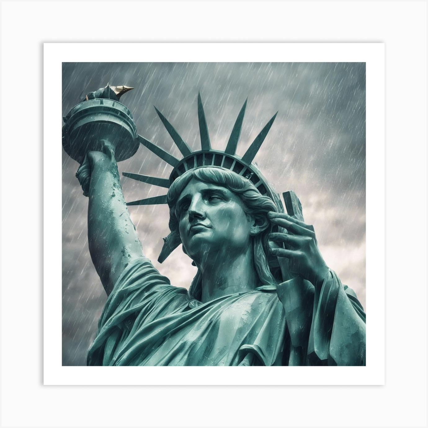 Statue Of Liberty Crying With Her Hands Covering Her Face
