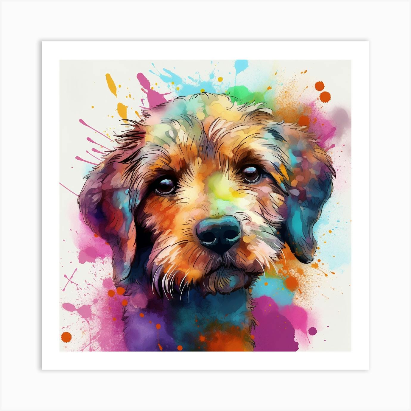 Colorful Dog Painting Art Print