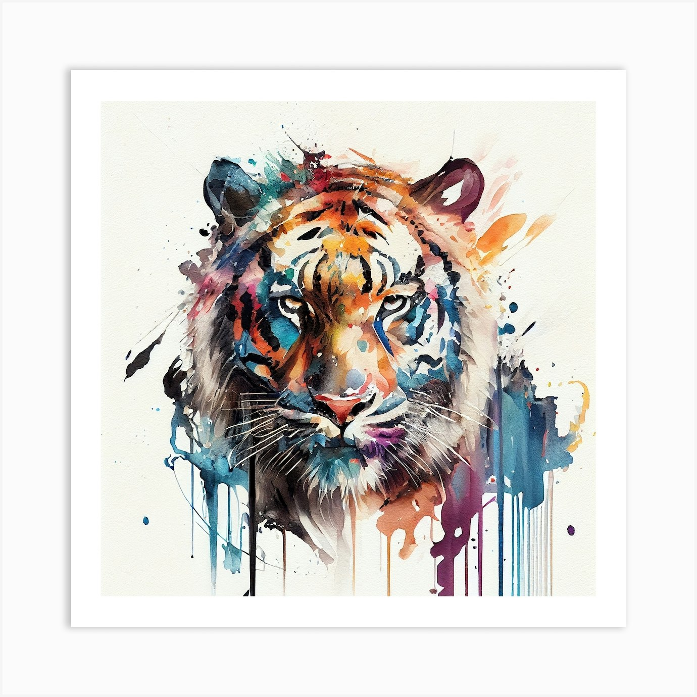 Watercolor Tiger Art Print by Chromatic Fusion Studio Fy